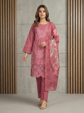 Rose Pink Embroidered Lawn 3PC Suit