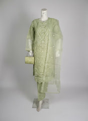 Organza Embroidered 3PC Suit with Clutch