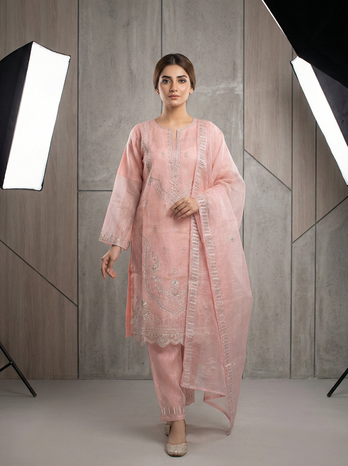 Luxury Fancy Embroidered Stone Work 3PC Suit