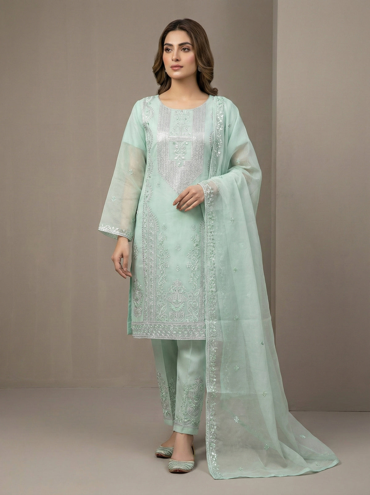 Embroidered Stone Work 3PC Suit