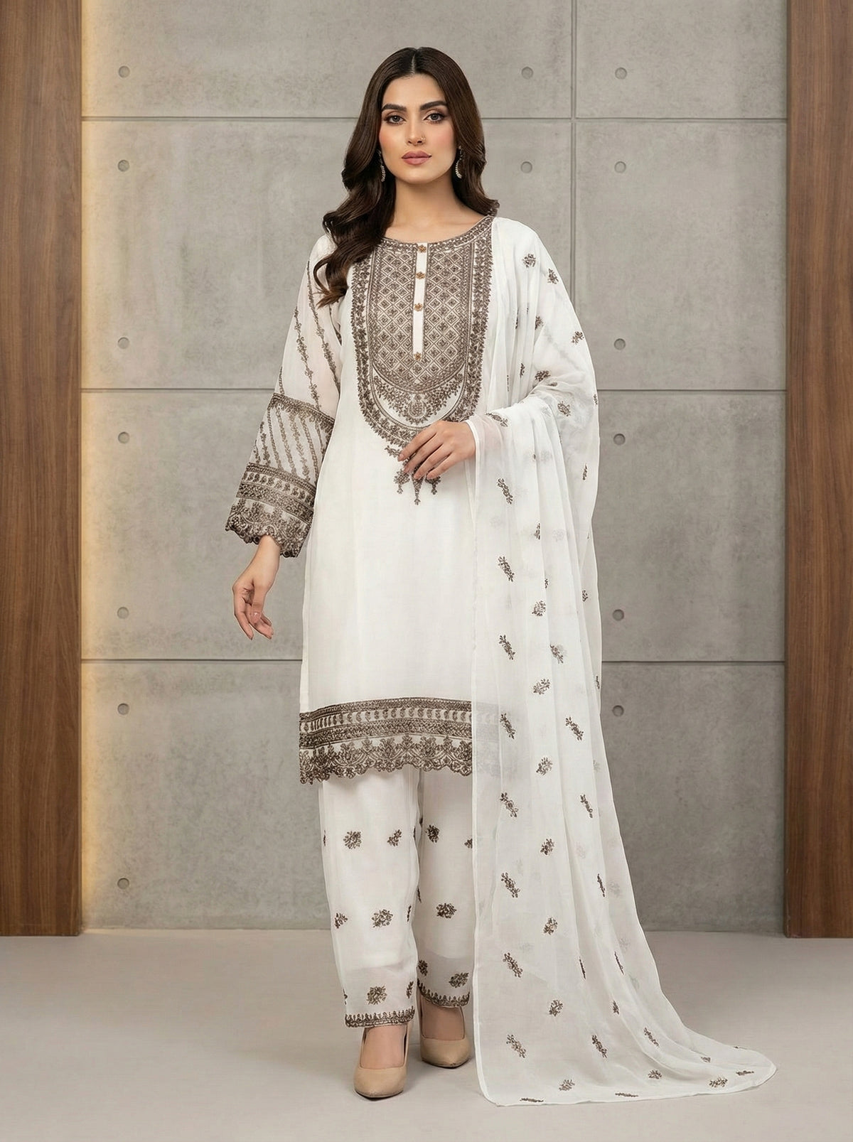 Pure Chiffon Fancy Handmade 3PC Suit