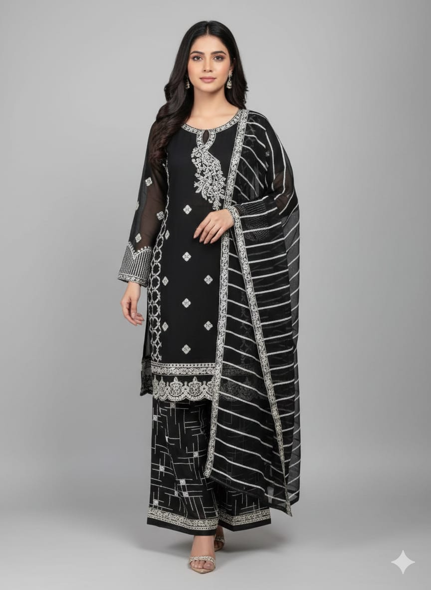 Full Fancy Embroidered 3PC Frock Suit