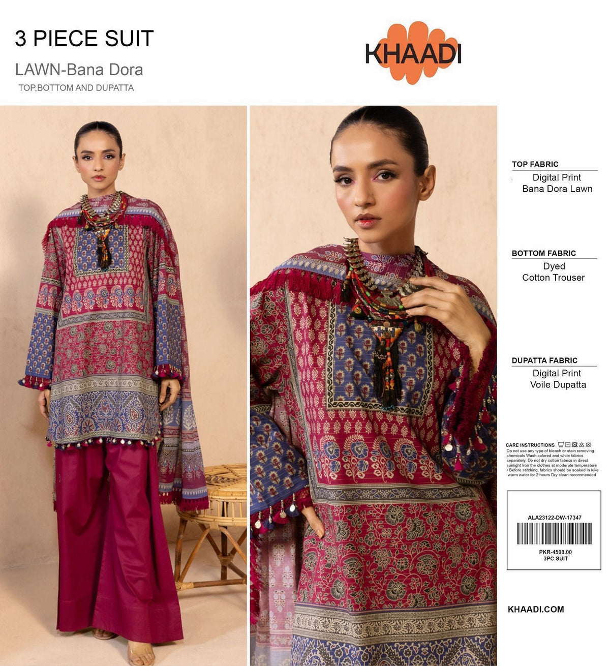 KHAADI PRINT LAWN 3 PIECE