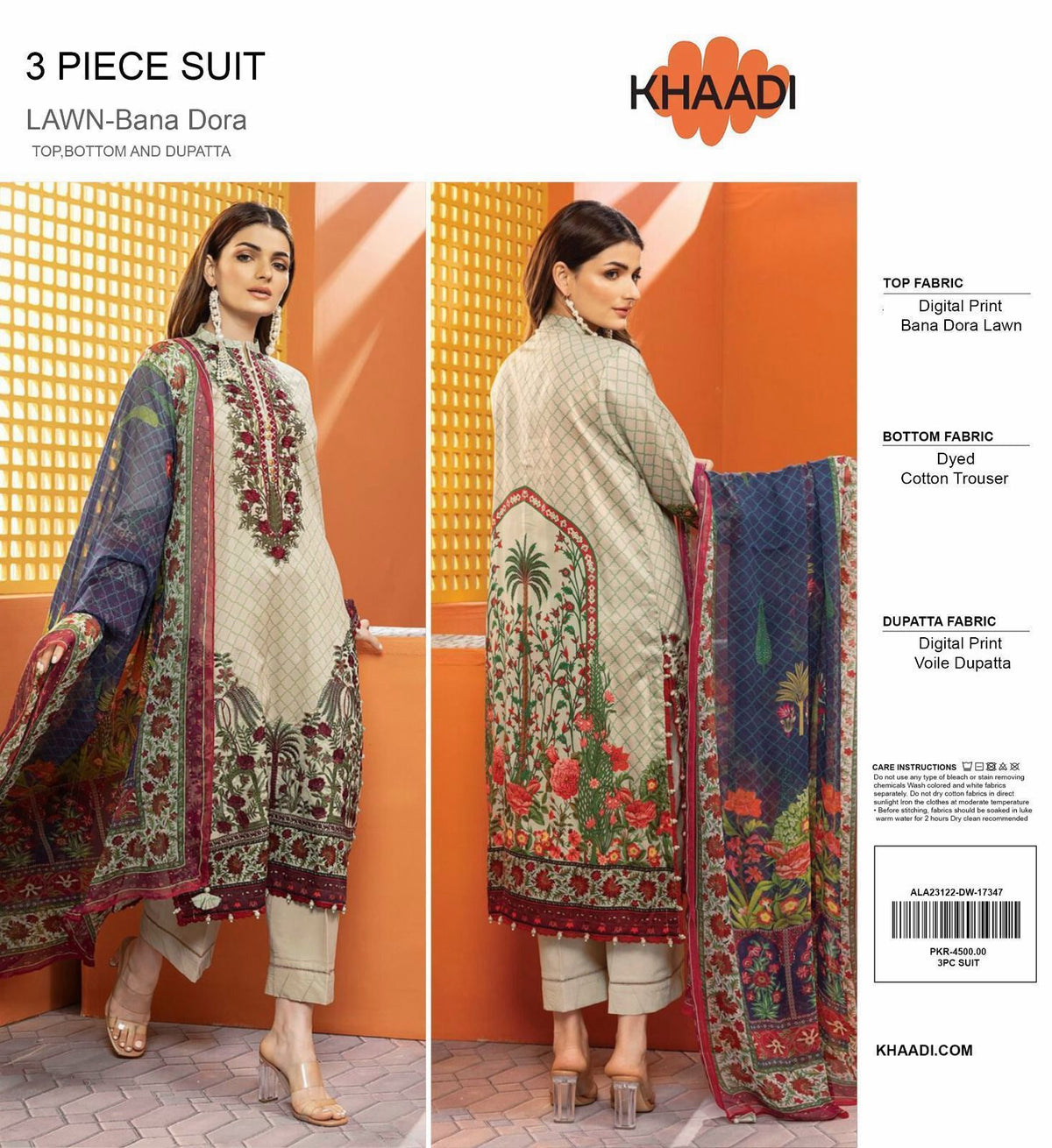 KHAADI PRINT LAWN 3 PIECE