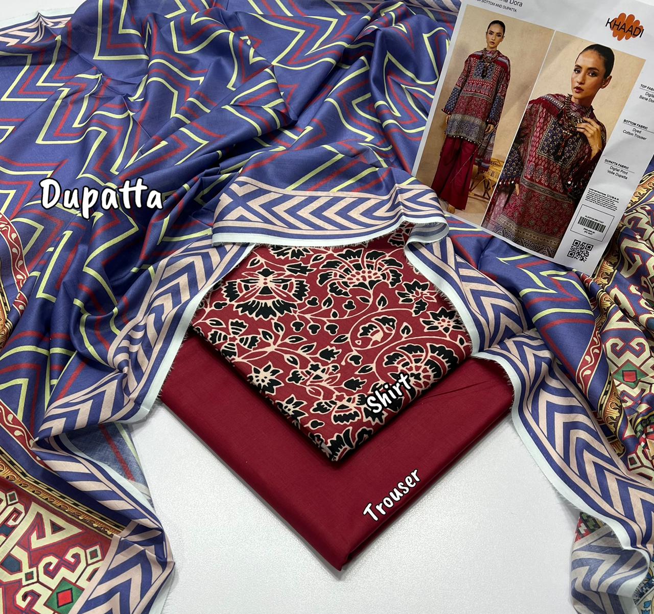 KHAADI PRINT LAWN 3 PIECE
