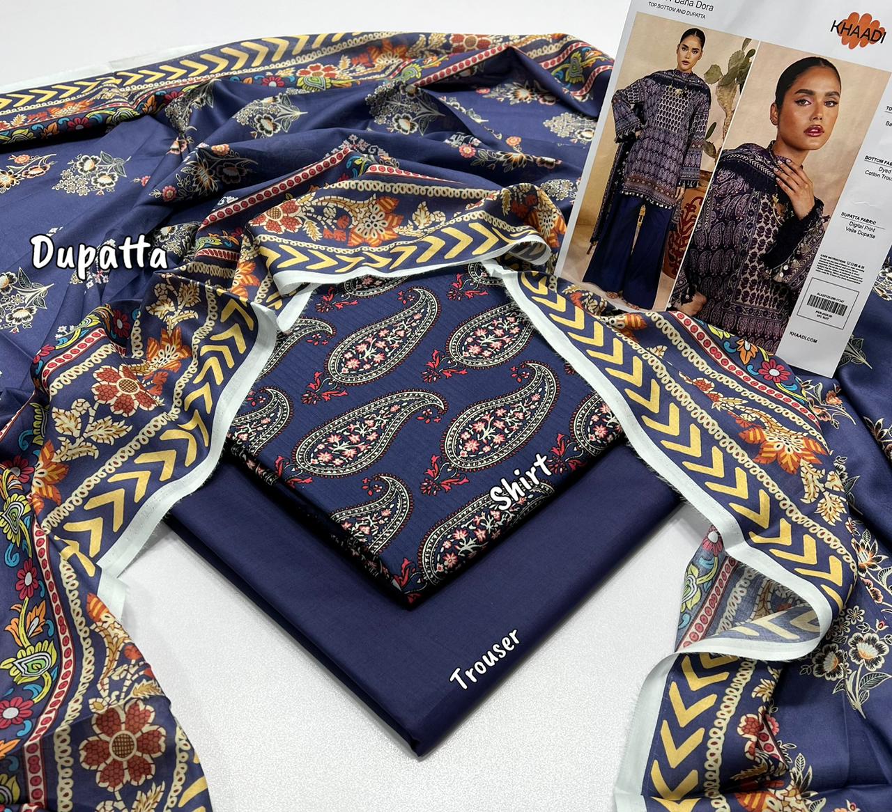 KHAADI PRINT LAWN 3 PIECE