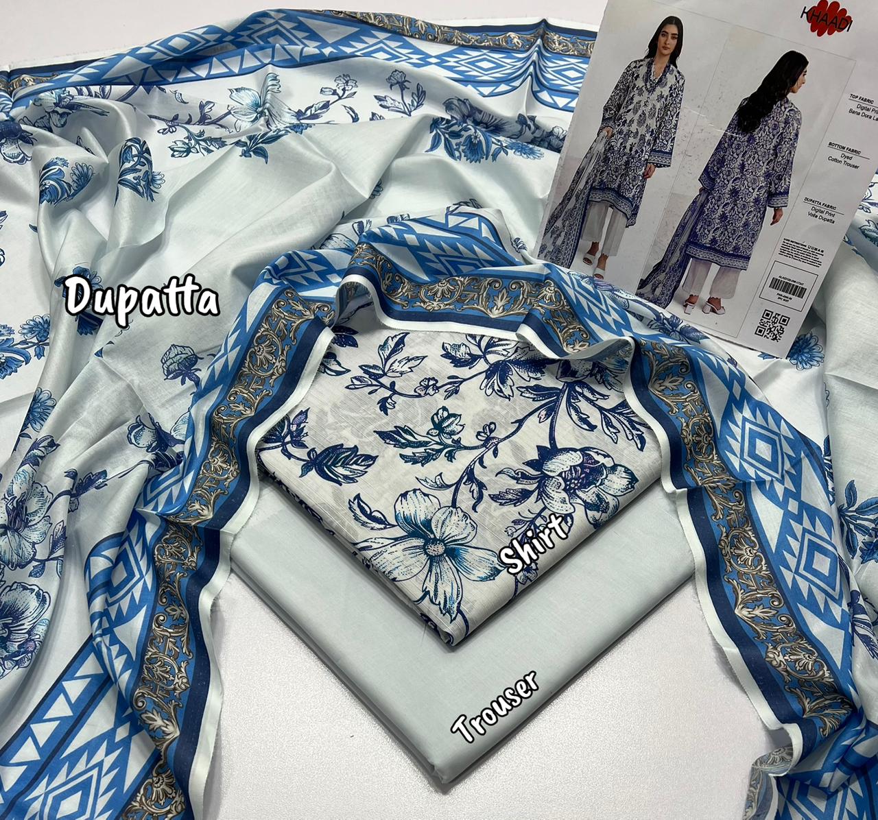 KHAADI PRINT LAWN 3 PIECE