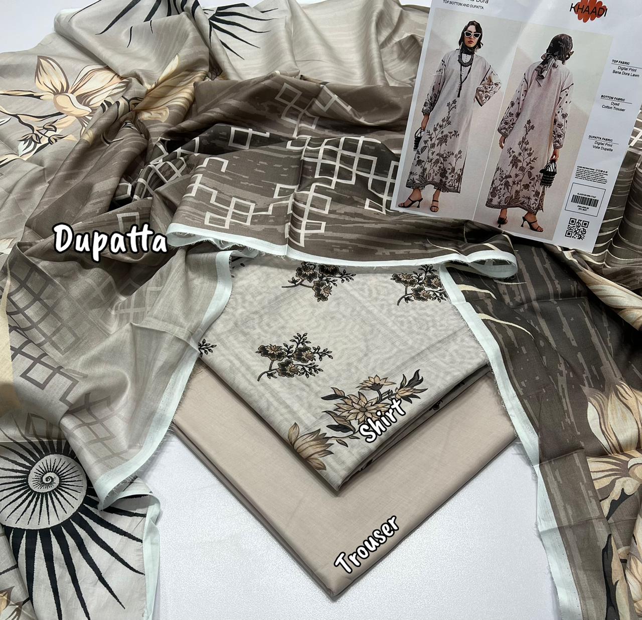 KHAADI PRINT LAWN 3 PIECE