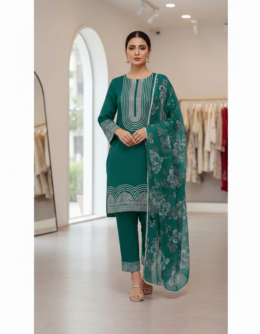 LAAJ LAWN TRADITIONAL EMBROIDERED 3 PIECE