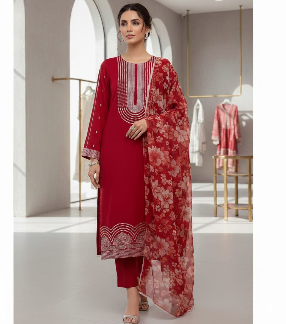 LAAJ LAWN TRADITIONAL EMBROIDERED 3 PIECE