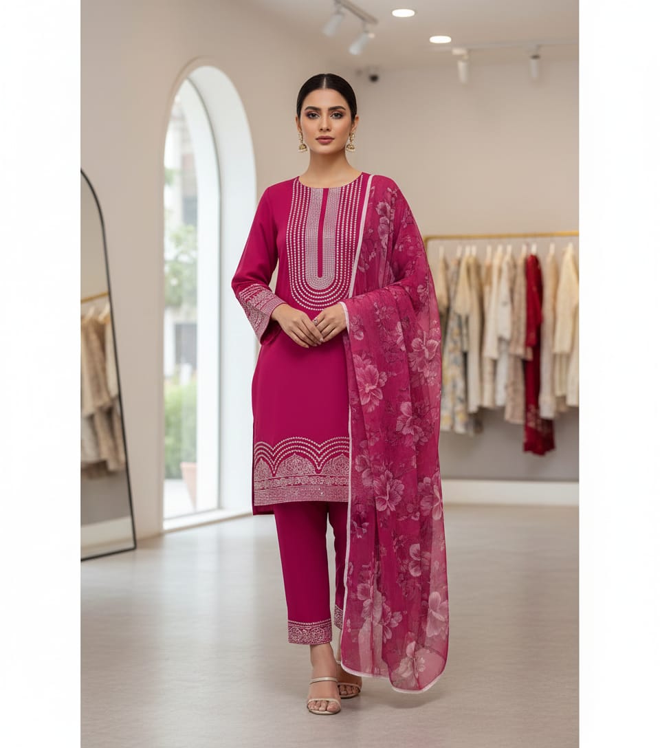 LAAJ LAWN TRADITIONAL EMBROIDERED 3 PIECE