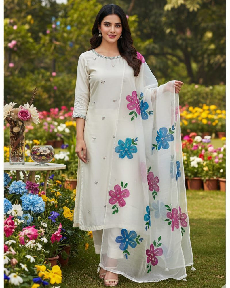 LAAJ PARTYWEAR KATAN SILK 3 PIECE