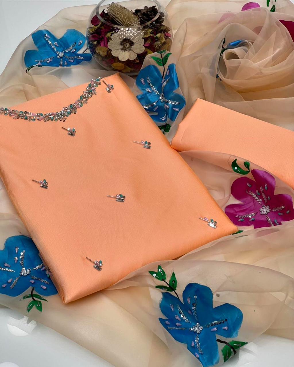 LAAJ PARTYWEAR KATAN SILK 3 PIECE