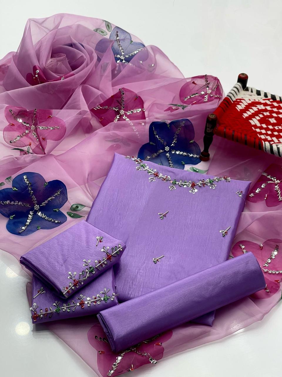 LAAJ PARTYWEAR KATAN SILK 3 PIECE