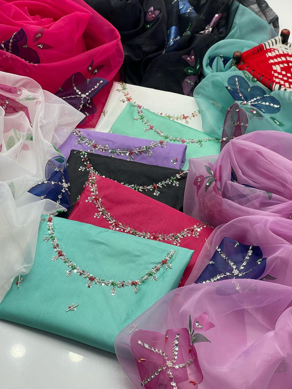 LAAJ PARTYWEAR KATAN SILK 3 PIECE