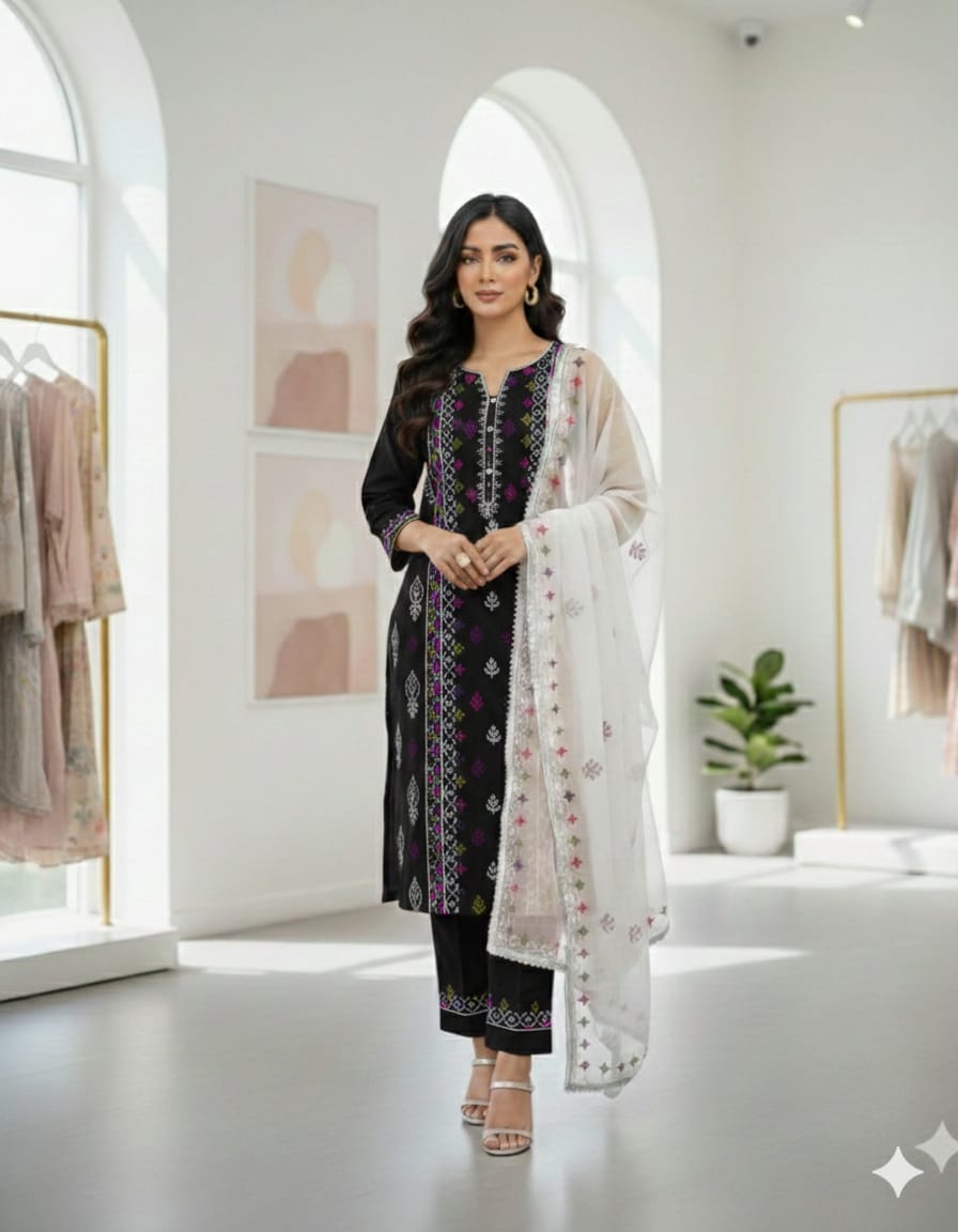 LAAJ LAWN MULTI EMBROIDERED LAWN 3PC SUIT