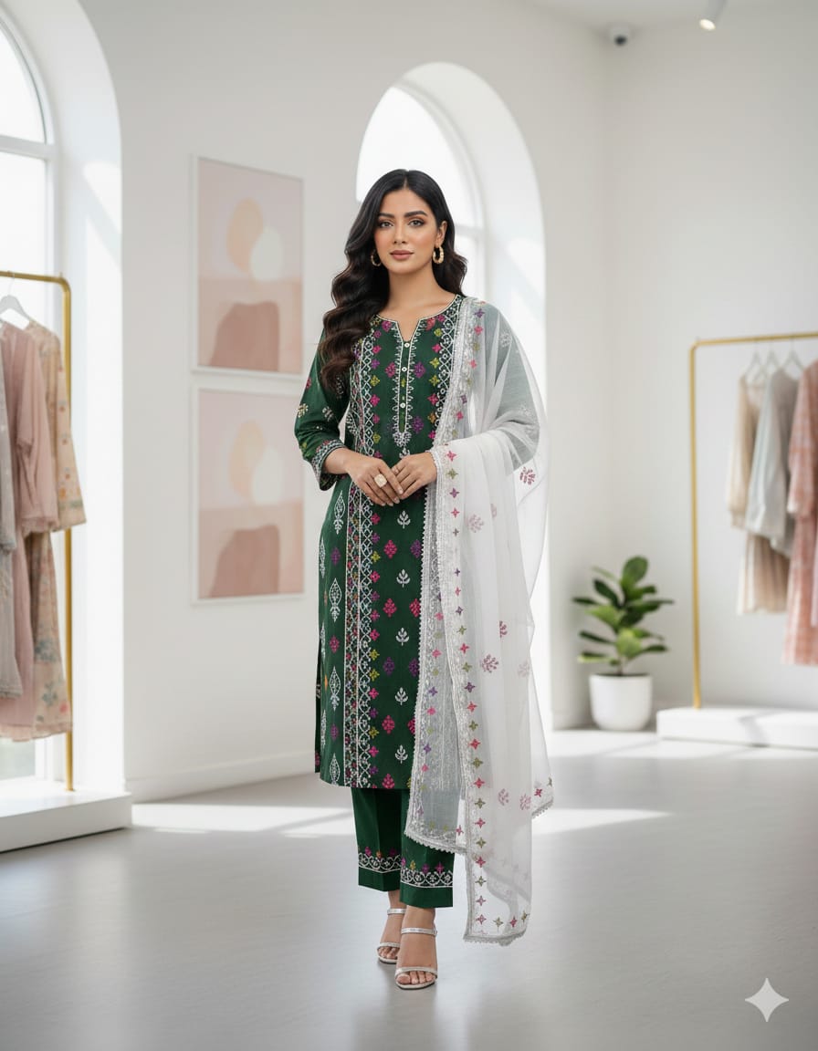 LAAJ LAWN MULTI EMBROIDERED LAWN 3PC SUIT