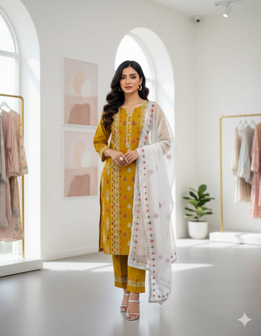 LAAJ LAWN MULTI EMBROIDERED LAWN 3PC SUIT