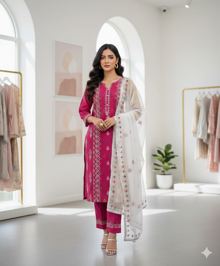 LAAJ LAWN MULTI EMBROIDERED LAWN 3PC SUIT