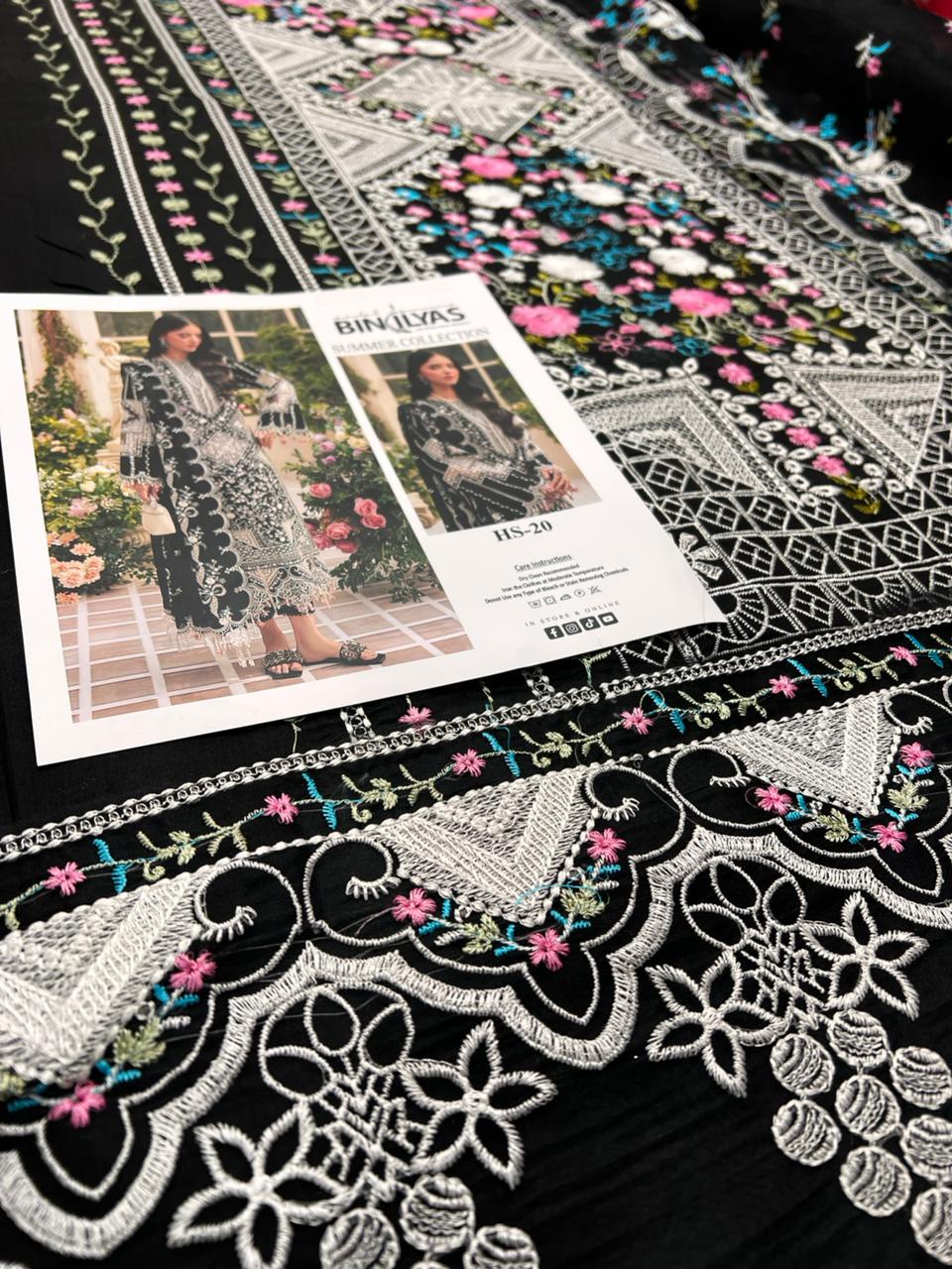 BIN ILYAS Lawn Embroidered 3 Piece