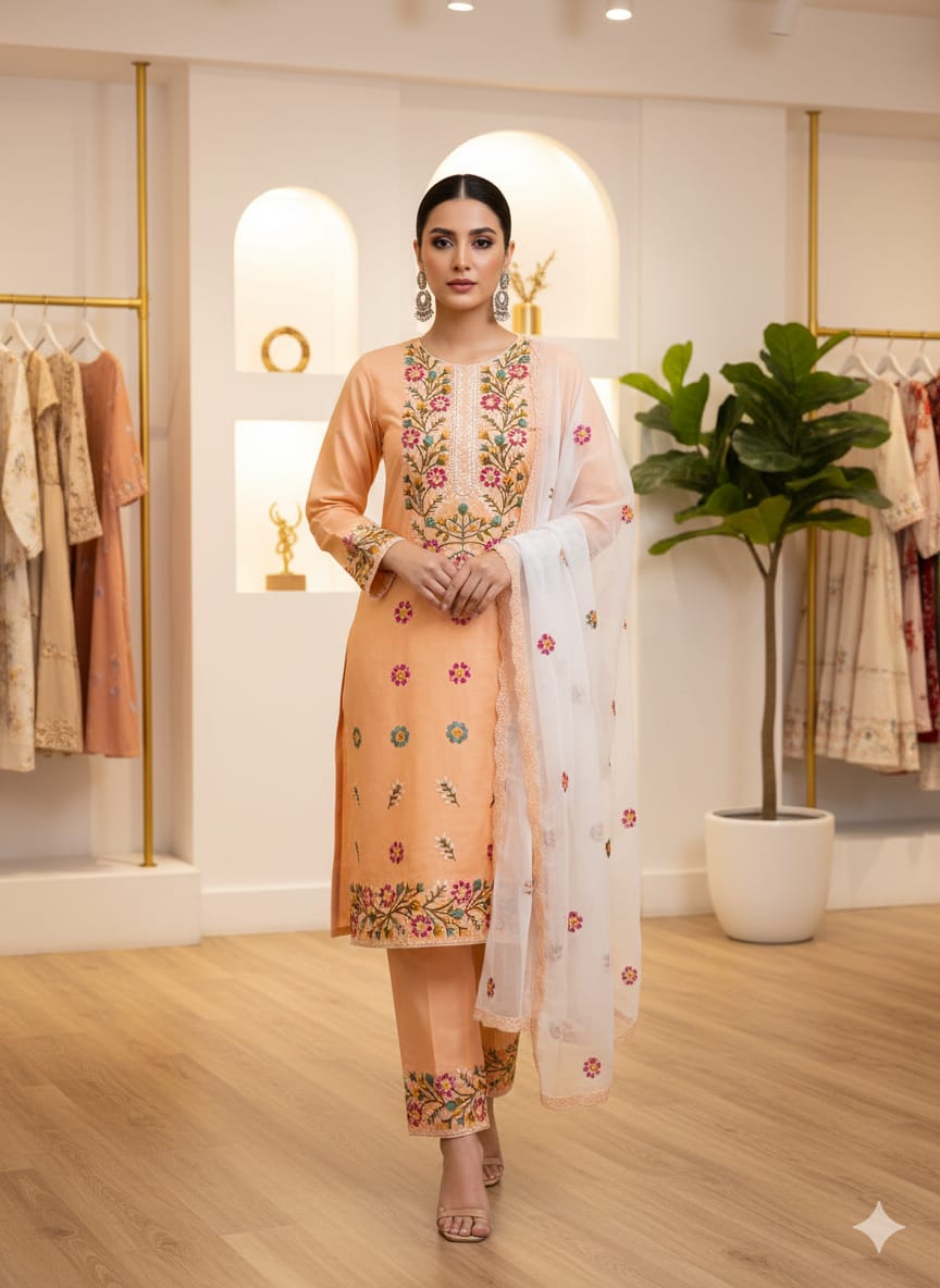 BAREEZE LAWN EMBROIDERED 3 PIECE
