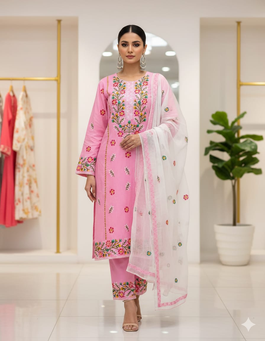 BAREEZE LAWN EMBROIDERED 3 PIECE