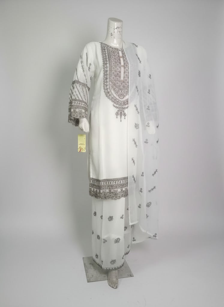 Pure Chiffon Fancy Handmade 3PC Suit